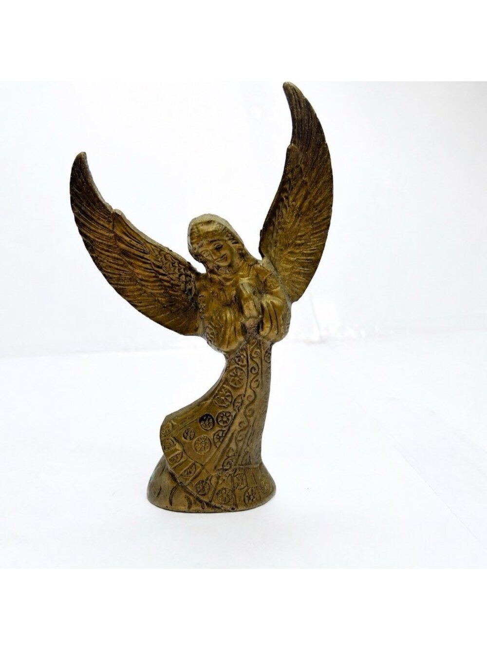 Vintage Solid Brass Angel Candle Holder Intricate Taper Ornate India Holiday